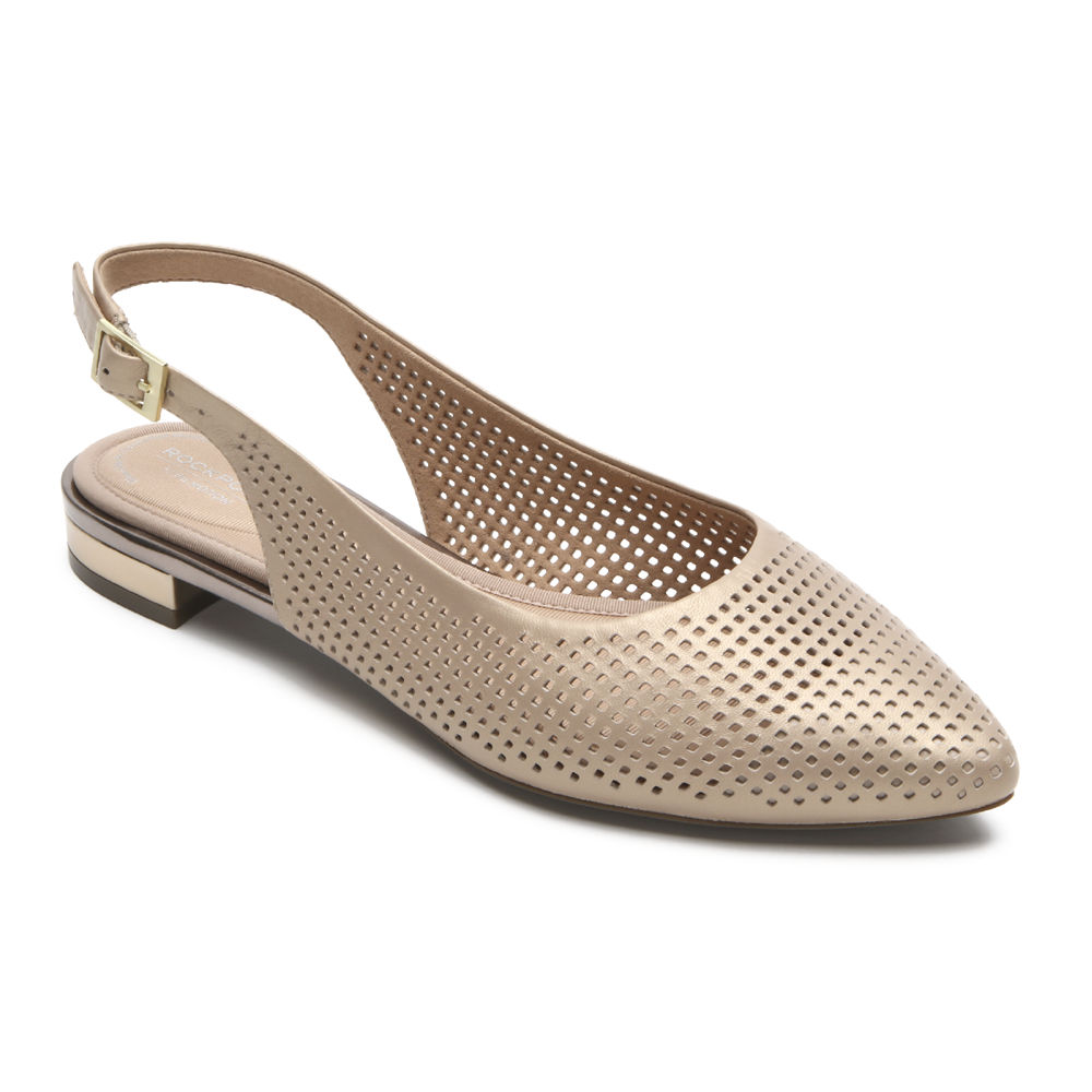 ロック ポート フラット シューズ レディース ベージュ - Total Motion Adelyn Slingback - RKJ349165